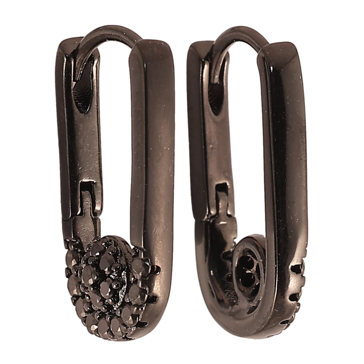 Сережки Xuping Позолота Black (чорне золото) колечка «Бічний візерунок з чорним цирконієм» фото №20