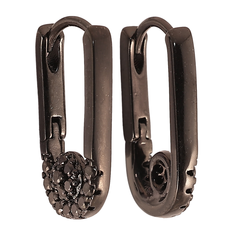 Сережки Xuping Позолота Black (чорне золото) колечка «Бічний візерунок з чорним цирконієм» фото №2 Сережки Xuping Позолота Black (чорне золото) колечка «Бічний візерунок з чорним цирконієм» фото №2