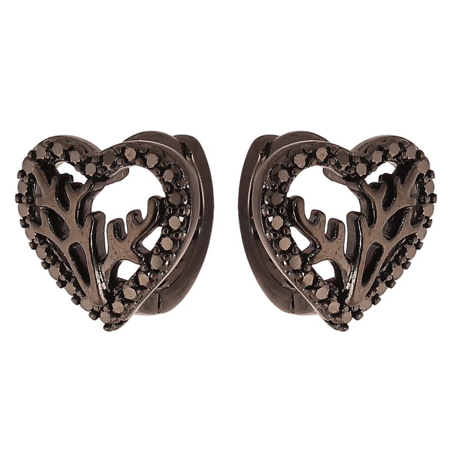 Сережки Xuping Позолота Black (чорне золото) колечка «Декоративні сердечка з чорним цирконієм» фото №1 Сережки Xuping Позолота Black (чорне золото) колечка «Декоративні сердечка з чорним цирконієм» фото №1