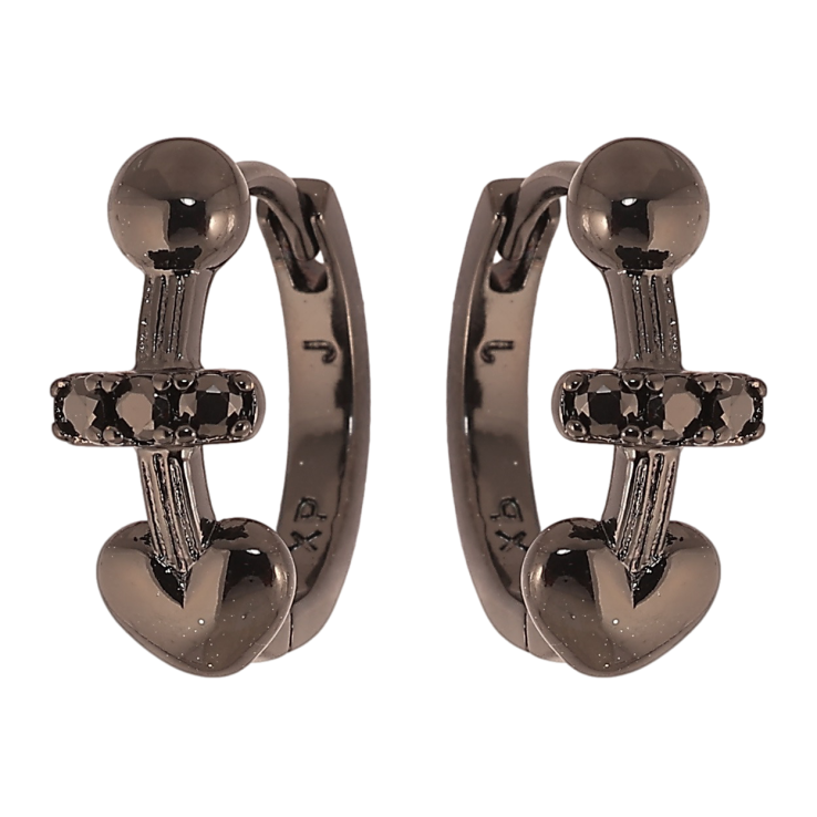 Сережки Xuping Позолота Black (чорне золото) колечка «Декоративний візерунок з чорним цирконієм» фото №9