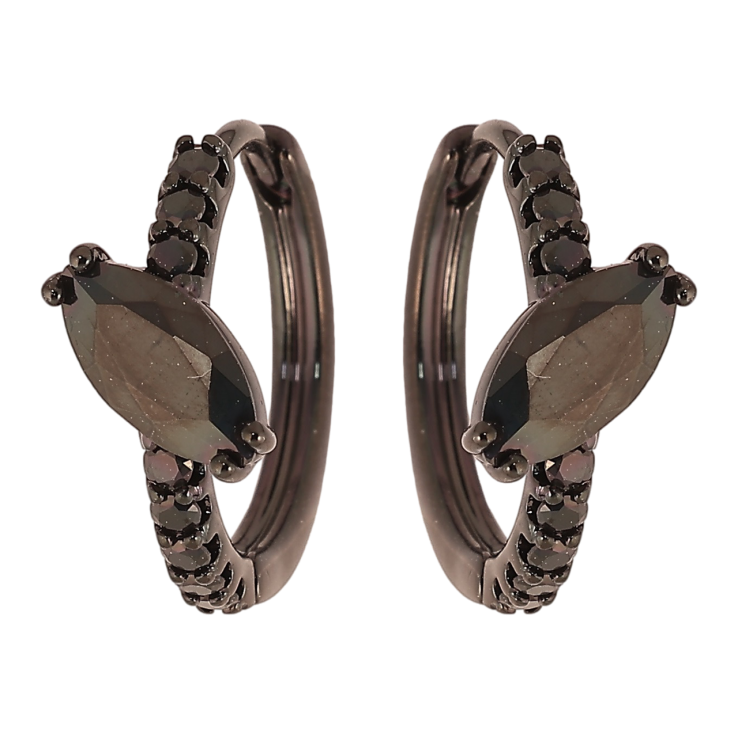 Сережки Xuping Позолота Black (чорне золото) колечка «Доріжки чорного цирконію з фіанітом» фото №7