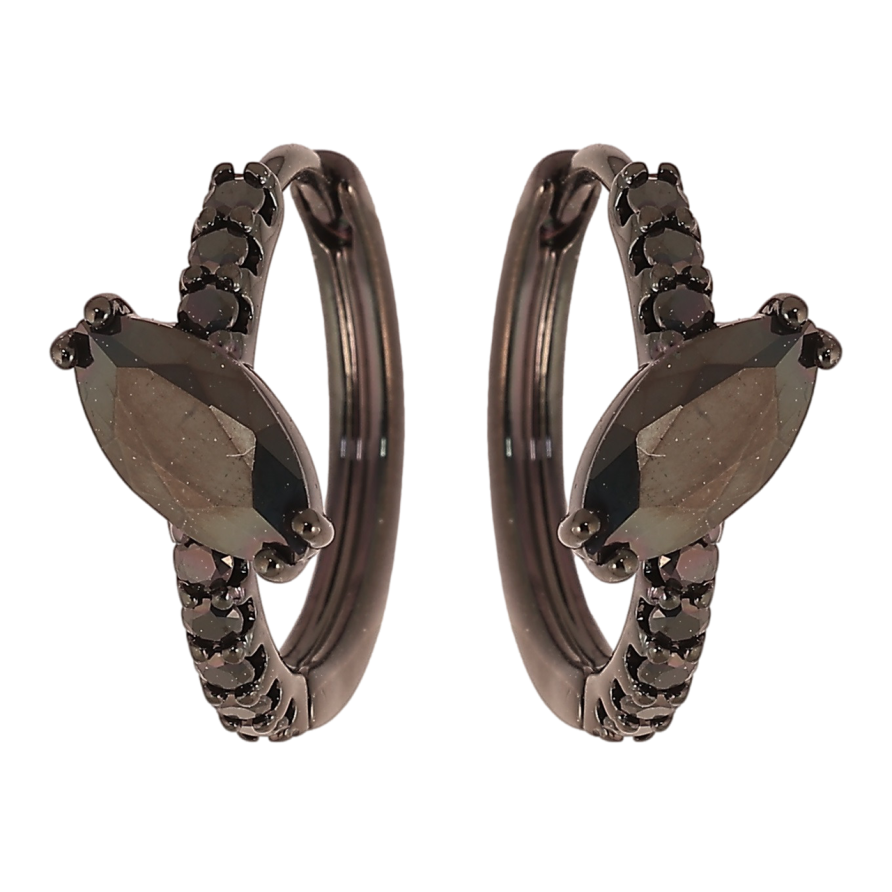 Сережки Xuping Позолота Black (чорне золото) колечка «Доріжки чорного цирконію з фіанітом» фото №1