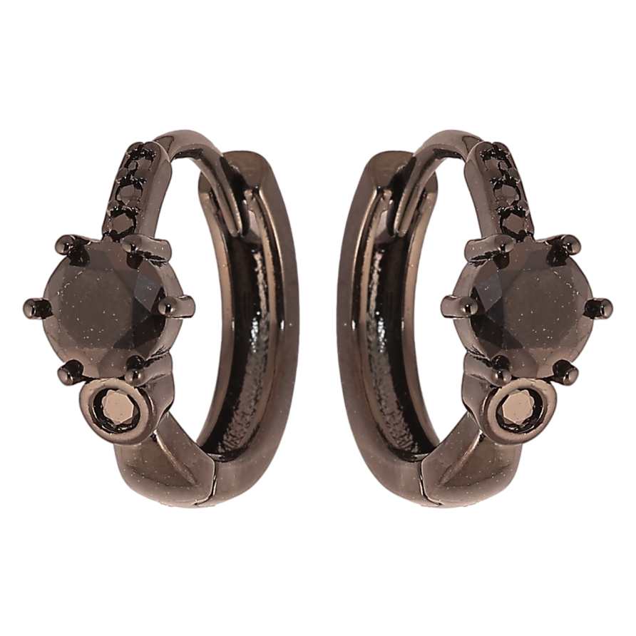 Сережки Xuping Позолота Black (чорне золото) колечка «Візерунок з чорним цирконієм» фото №1 Сережки Xuping Позолота Black (чорне золото) колечка «Візерунок з чорним цирконієм» фото №1