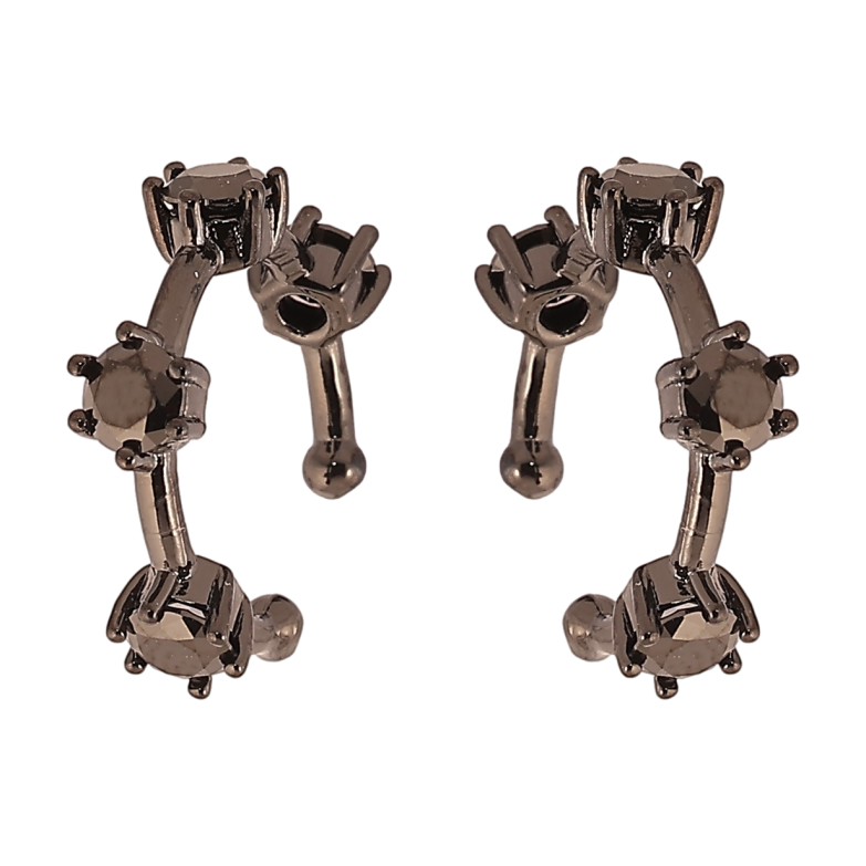 Серьги Xuping Позолота Black (черное золото) каффы Узор с вставками черного циркония фото №1 Серьги Xuping Позолота Black (черное золото) каффы Узор с вставками черного циркония фото №1