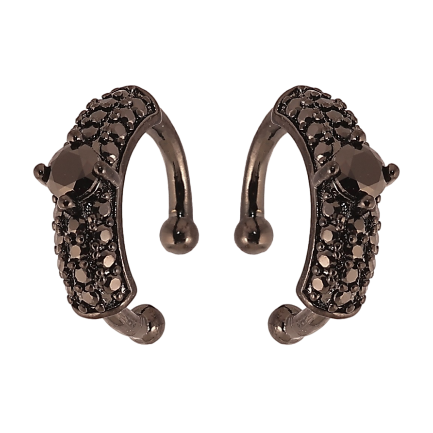 Серьги Xuping Позолота Black (черное золото) каффы Инкрустация черным цирконием фото №1