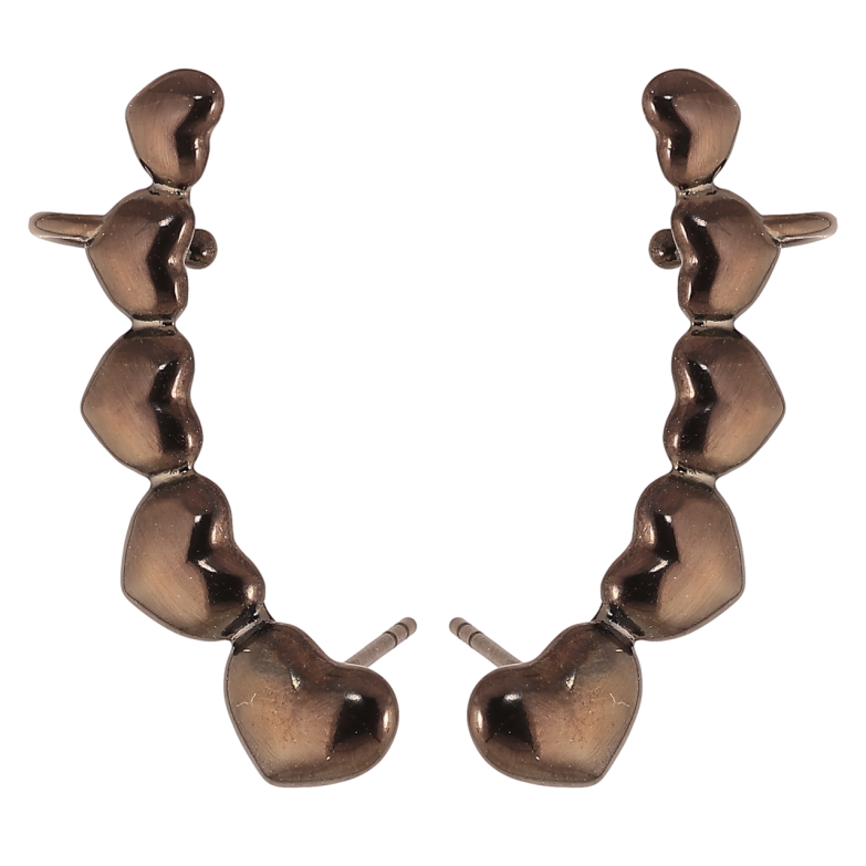 Серьги Xuping Позолота Black (черное золото) пусеты-каффы Дорожки сердечек (Силиконовые застежки) фото №1 Серьги Xuping Позолота Black (черное золото) пусеты-каффы Дорожки сердечек (Силиконовые застежки) фото №1