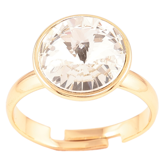 Каблучка Xuping колір 18K з кр-ми Swarovski Кристал Clear, ø 12мм фото №1 Каблучка Xuping колір 18K з кр-ми Swarovski Кристал Clear, ø 12мм фото №1