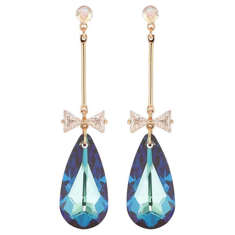 Серьги Xuping цвет 18K с кристаллами Swarovski пусеты Подвески с кристаллами Metallic Blue фото №2