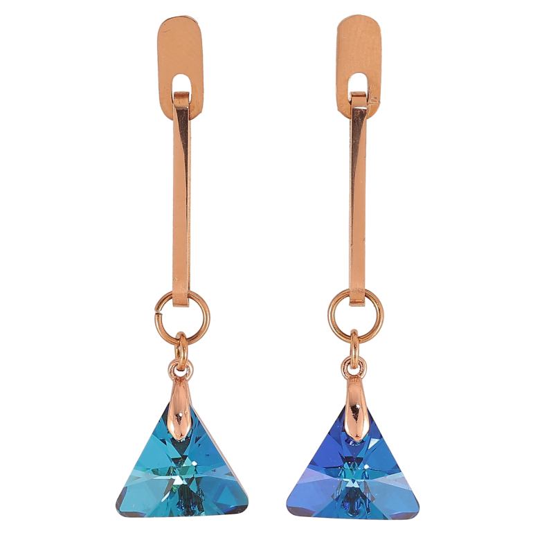 Серьги Xuping цвет РО с кристаллами Swarovski пусеты Подвески с кристаллами Metallic Blue фото №1