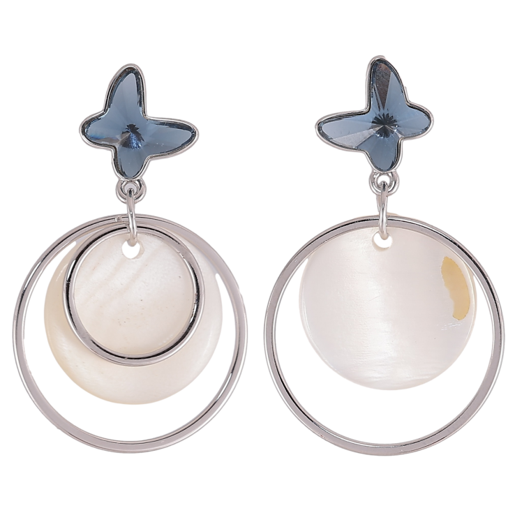 Сережки Xuping колір Родій з кристалами Swarovski пусеты «Підвіски з кришталевими метеликами Montana» фото №4 Сережки Xuping колір Родій з кристалами Swarovski пусеты «Підвіски з кришталевими метеликами Montana» фото №4