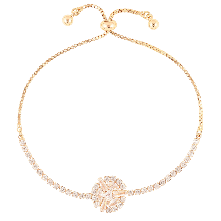 Браслет Xuping Позолота 18K Дорожка циркония с круглой вставкой на бегунке 10-20см х 1мм фото №1