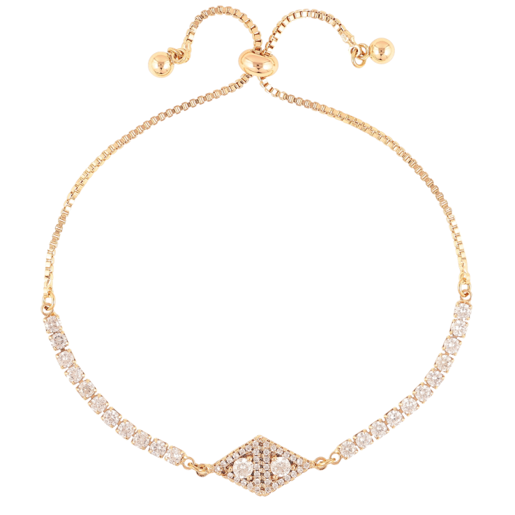 Браслет Xuping Позолота 18K Дорожка циркония с ромбовой вставкой на бегунке 10-22см х 1мм фото №12