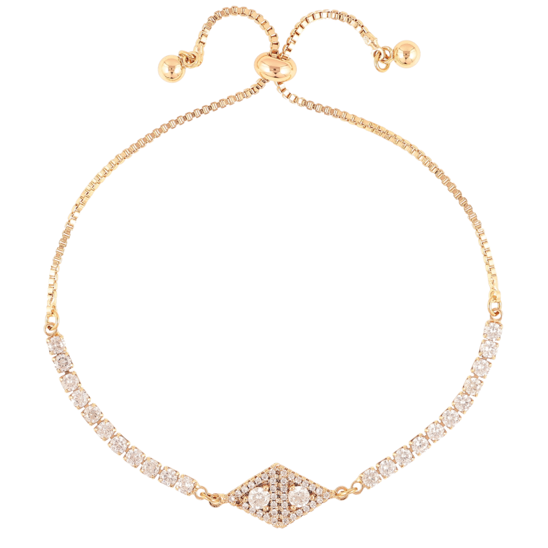 Браслет Xuping Позолота 18K  «Доріжка цирконію з ромбовою вставкою» на бігунку 10-22см х 1мм фото №1