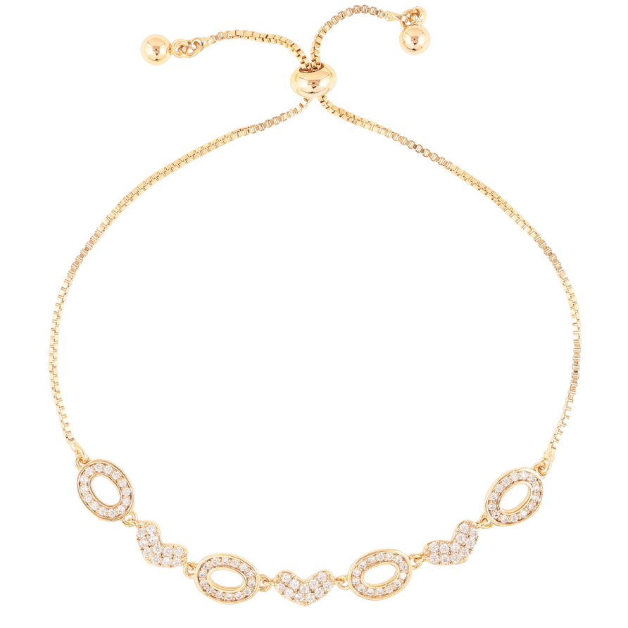 Браслет Xuping Позолота 18K Цепочка с вставкой из сердечек и овалов на бегунке 12-24см х 1мм фото №1