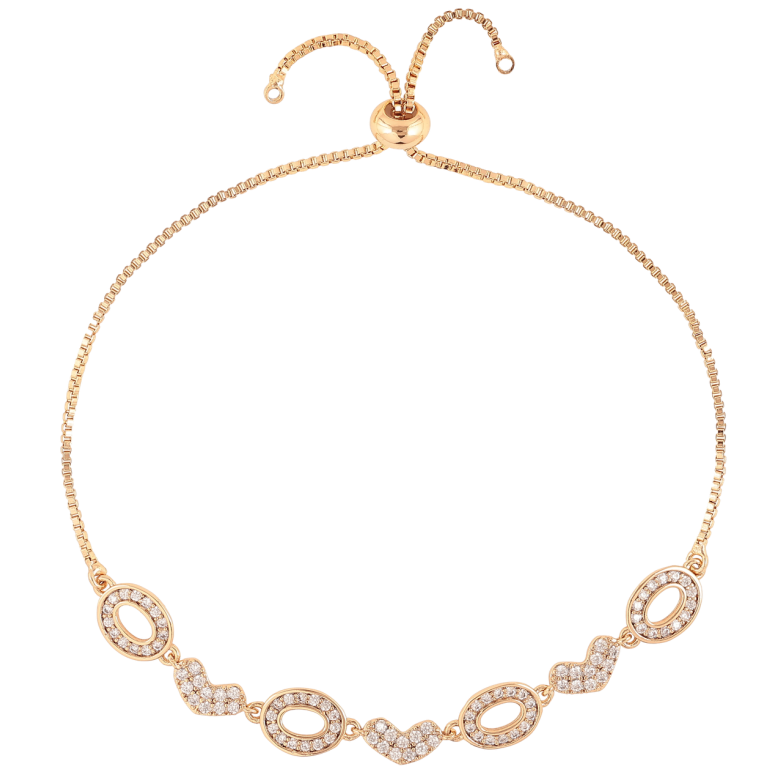 Браслет Xuping Позолота 18K Цепочка с вставкой из сердечек и овалов на бегунке 12-24см х 1мм фото №1
