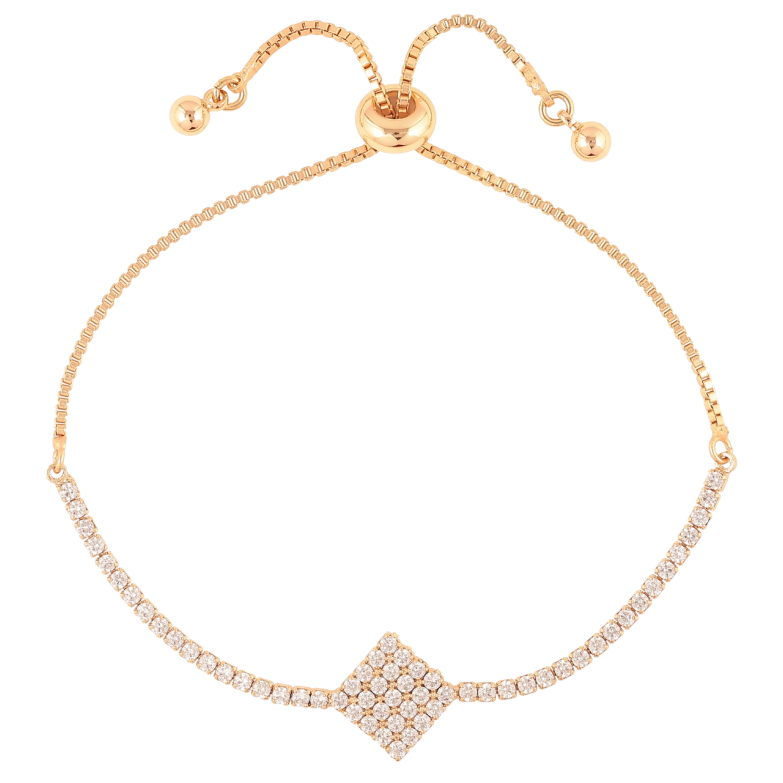 Браслет Xuping Позолота 18K «Доріжка цирконію з ромбом» на бігунку 12-20см х 1мм фото №2 Браслет Xuping Позолота 18K «Доріжка цирконію з ромбом» на бігунку 12-20см х 1мм фото №2