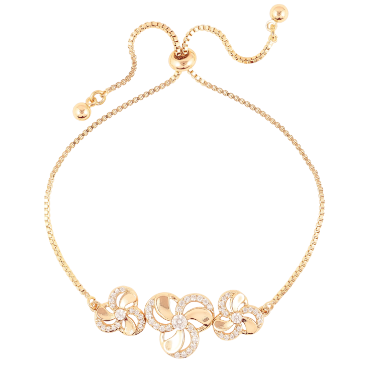 Браслет Xuping Позолота 18K Цветочки с цирконием на бегунке 12-23см х 1мм фото №2 Браслет Xuping Позолота 18K Цветочки с цирконием на бегунке 12-23см х 1мм фото №2