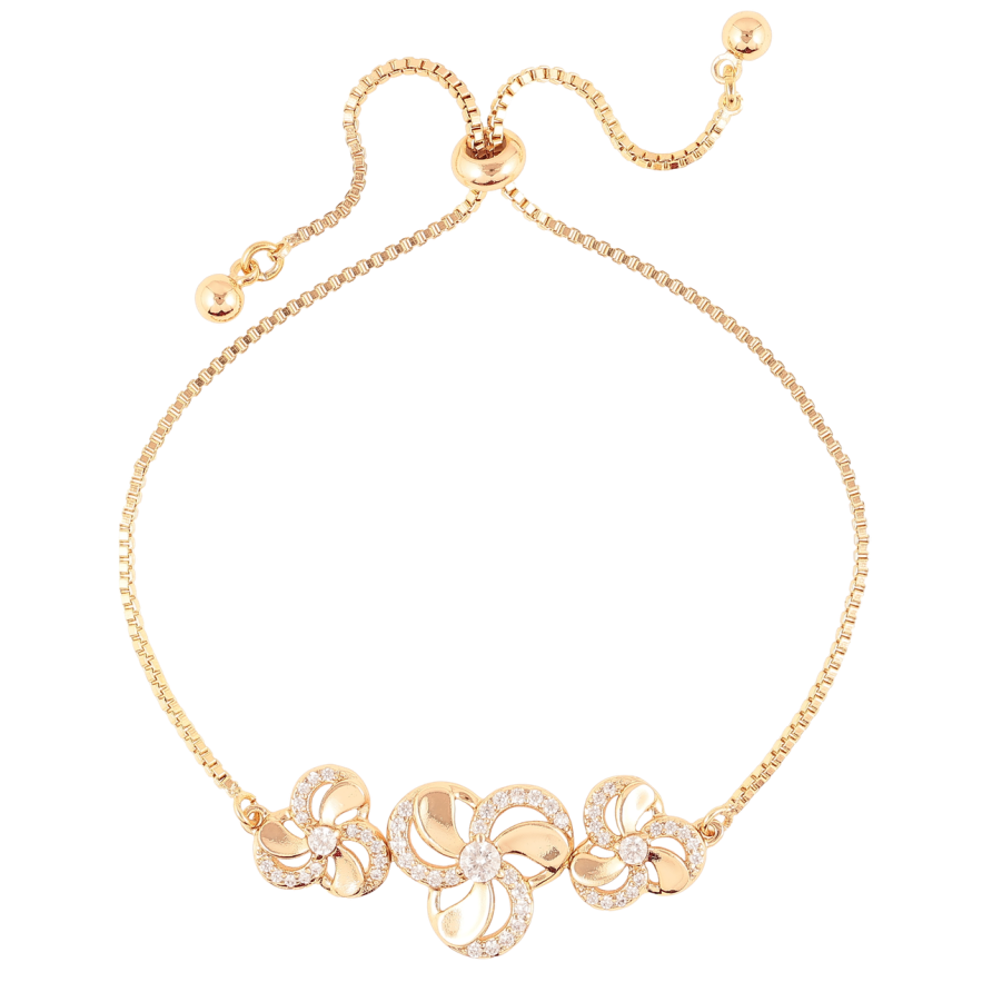 Браслет Xuping Позолота 18K Цветочки с цирконием на бегунке 12-23см х 1мм фото №1