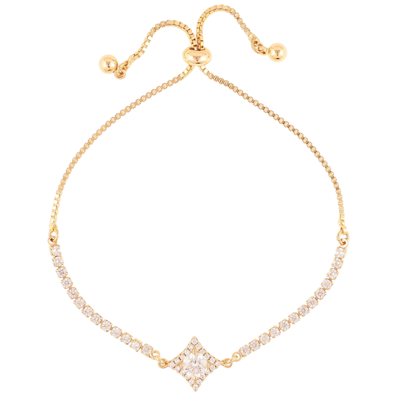 Браслет Xuping Позолота 18K «Доріжка цирконію з ромбовою вставкою» на бігунку 10-22см х 1мм фото №1