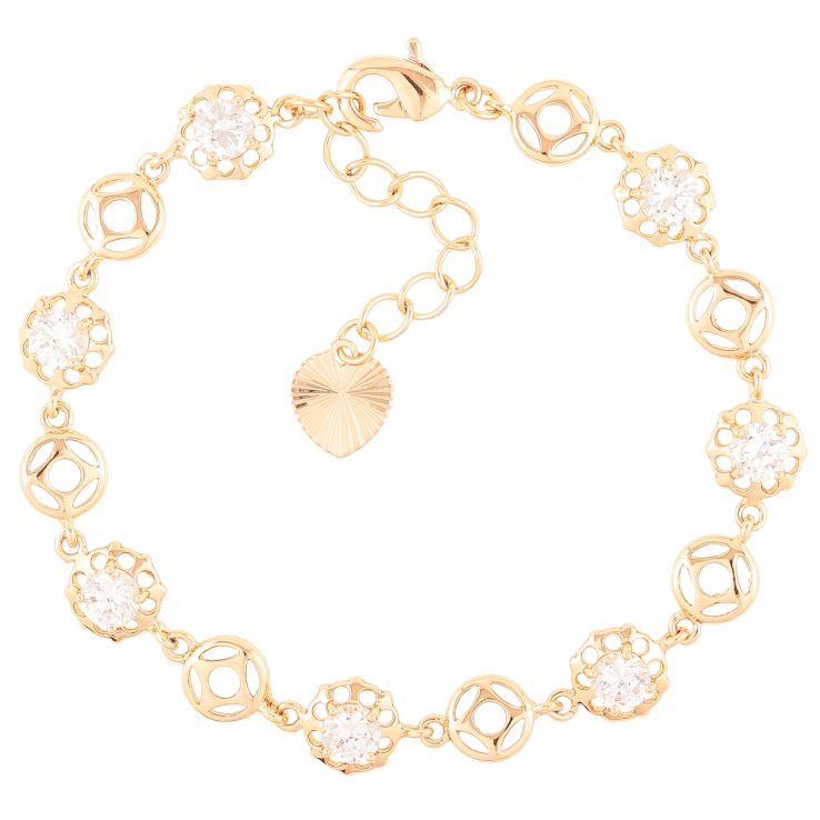 Браслет Xuping Позолота 18K Декоративный узор с фианитами размер с доп. цепочкой 17.5-21см х 7-8мм фото №23