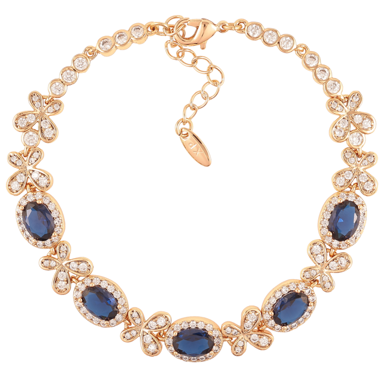 Браслет Xuping Позолота 18K Узор бабочки с цирконием и синими фианитами с доп. цепочкой 17-20см х 3-8мм фото №1