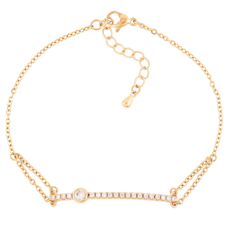 Браслет Xuping Позолота 18K Цепочка с вставкой дорожка циркония размер с доп. цепочкой 19-22см х 1.5мм фото №1