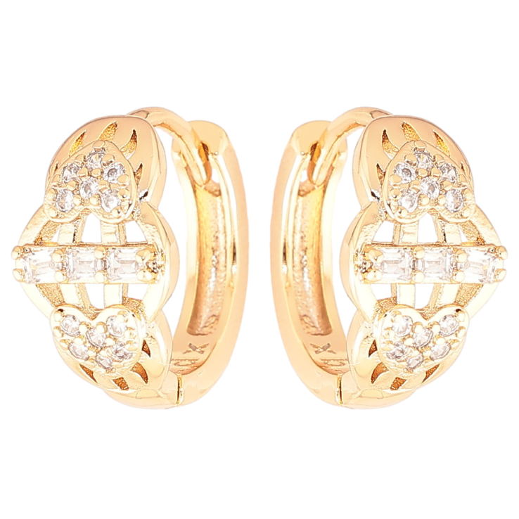 Серьги Xuping Позолота 18K колечки Романтический узор с цирконием фото №4 Серьги Xuping Позолота 18K колечки Романтический узор с цирконием фото №4