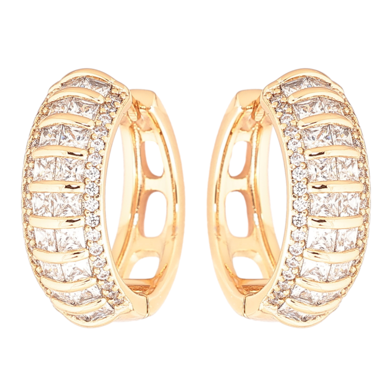 Сережки Xuping Позолота 18K колечка «Інкрустація цирконієм» фото №1 Сережки Xuping Позолота 18K колечка «Інкрустація цирконієм» фото №1