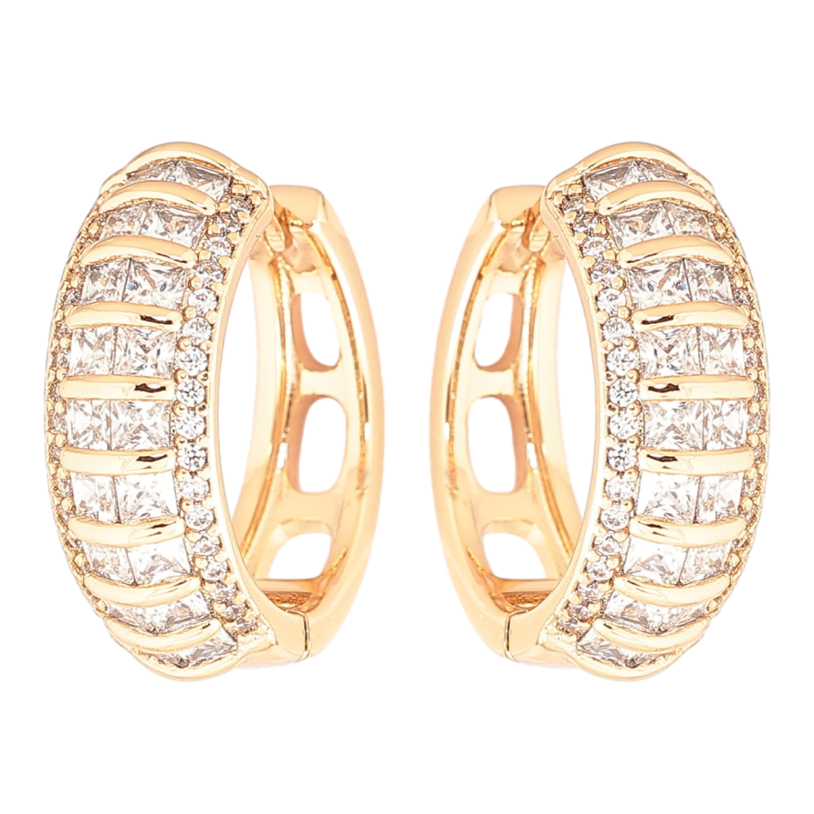 Серьги Xuping Позолота 18K колечки Инкрустация цирконием фото №1