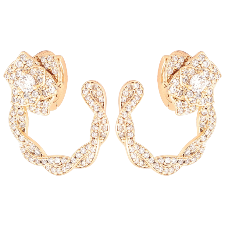 Серьги Xuping Позолота 18K колечки Дуги с цветочками, инкрустация цирконием фото №20 Серьги Xuping Позолота 18K колечки Дуги с цветочками, инкрустация цирконием фото №20