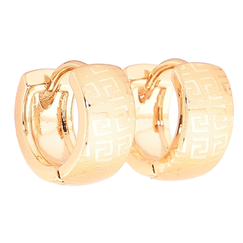 Сережки Xuping Позолота 18K колечка «Грецький візерунок напиленням» фото №1