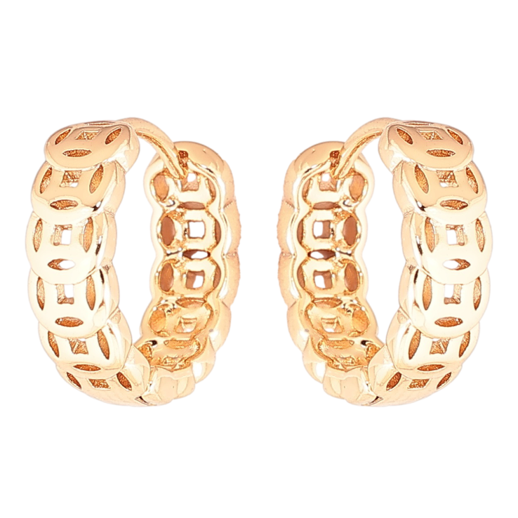 Серьги Xuping Позолота 18K колечки Резной узор фото №7 Серьги Xuping Позолота 18K колечки Резной узор фото №7