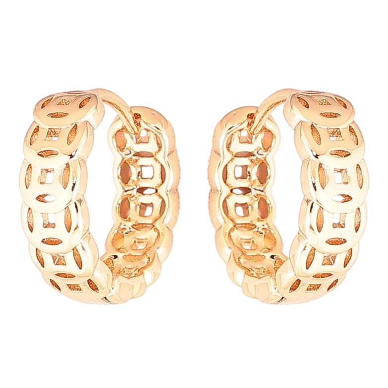 Сережки Xuping Позолота 18K колечка «Різьблений візерунок» фото №6