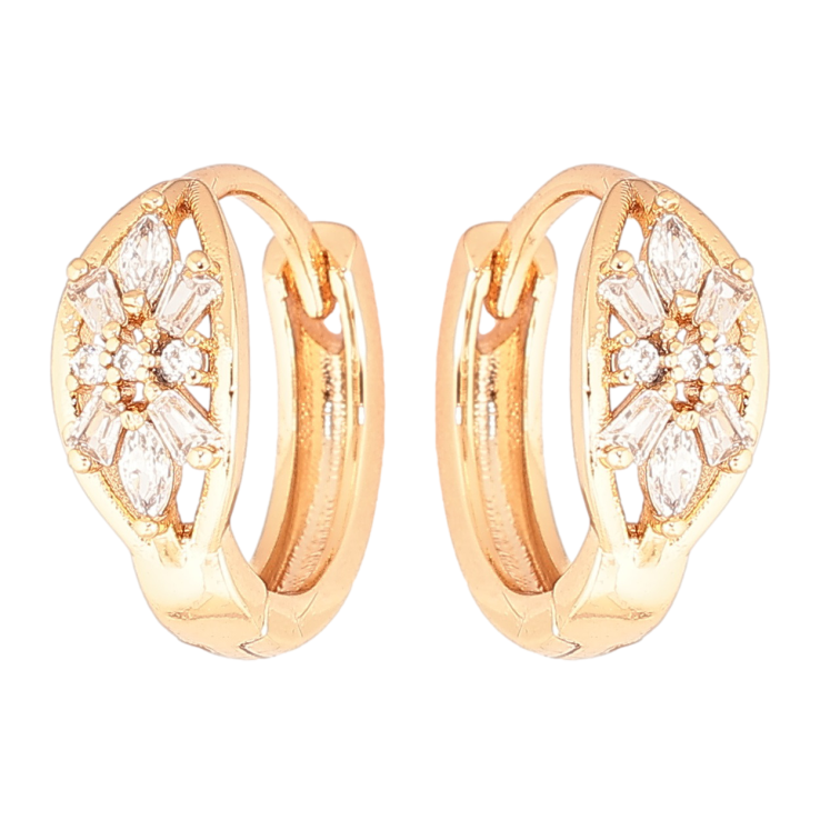 Серьги Xuping Позолота 18K колечки Кристальные цветочки фото №9 Серьги Xuping Позолота 18K колечки Кристальные цветочки фото №9