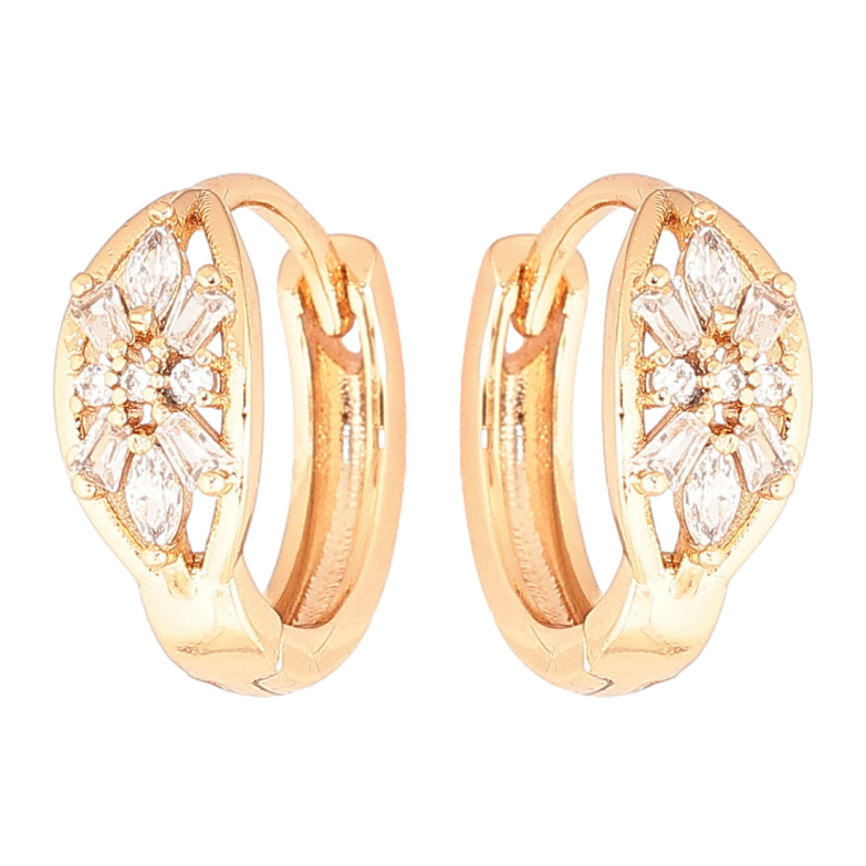 Сережки Xuping Позолота 18K колечка «Кришталеві квіточки» фото №1 Сережки Xuping Позолота 18K колечка «Кришталеві квіточки» фото №1