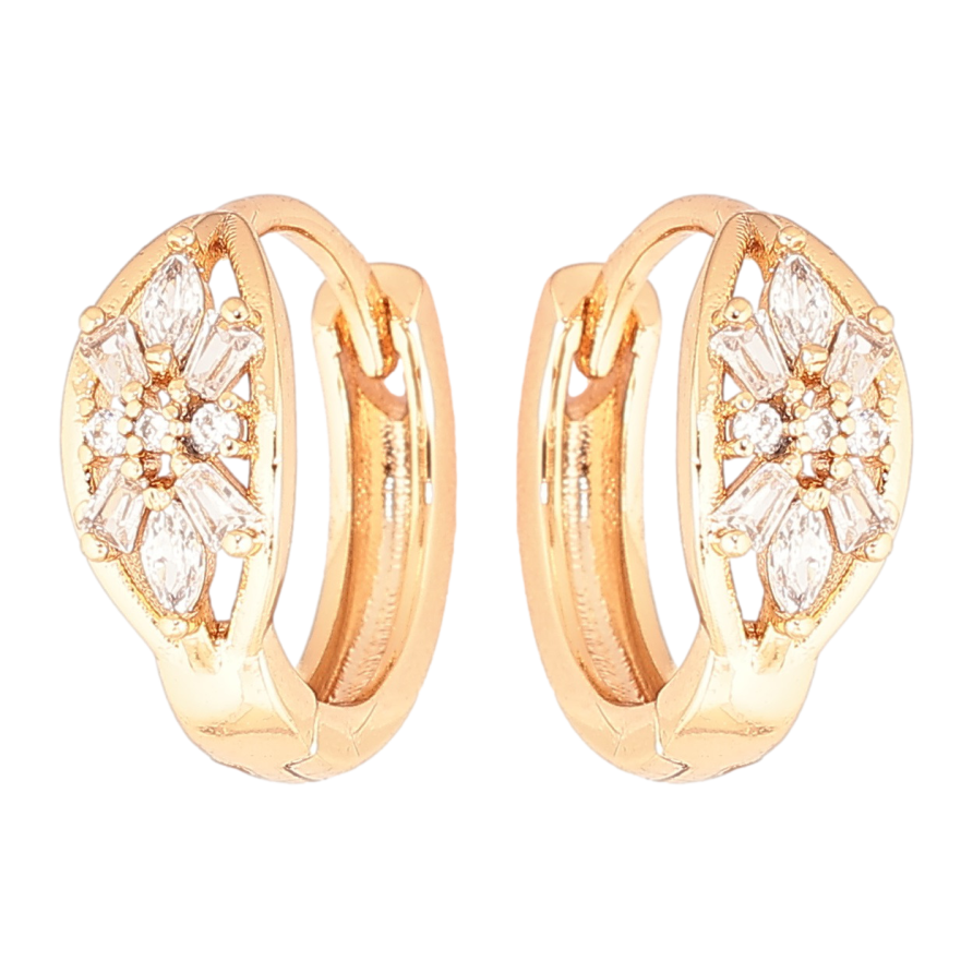 Сережки Xuping Позолота 18K колечка «Кришталеві квіточки» фото №1