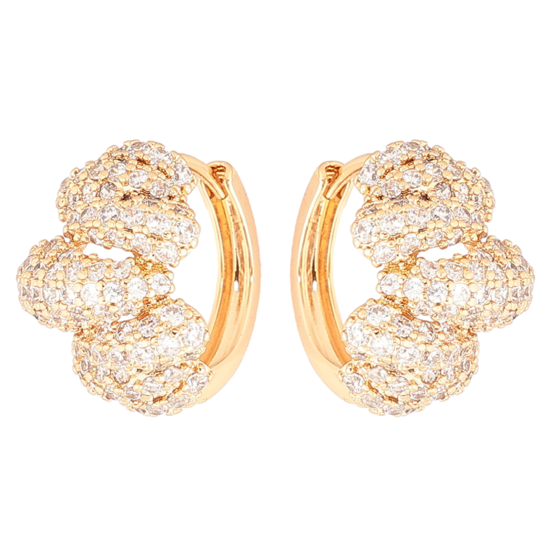 Серьги Xuping Позолота 18K колечки Инкрустация цирконием фото №1