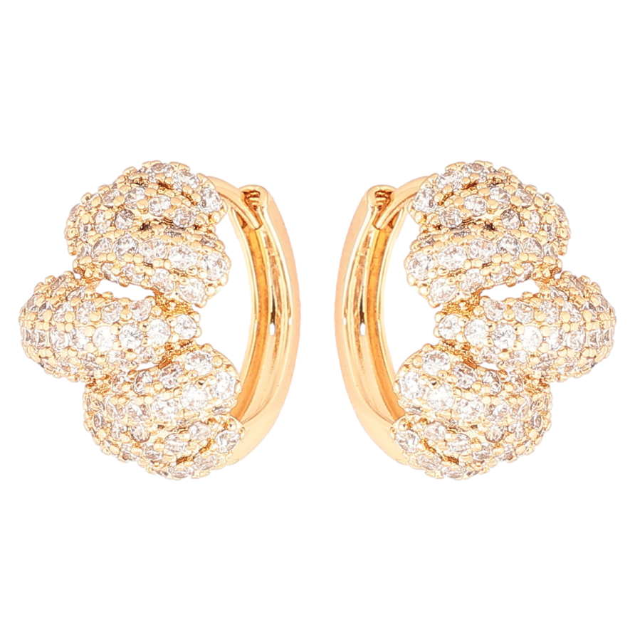 Серьги Xuping Позолота 18K колечки Инкрустация цирконием фото №1