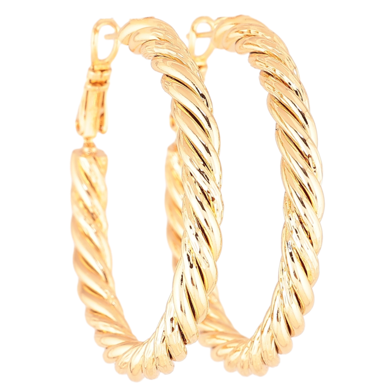 Серьги Xuping Позолота 18K кольца (конго) Спиральный узор ø 4см фото №1 Серьги Xuping Позолота 18K кольца (конго) Спиральный узор ø 4см фото №1