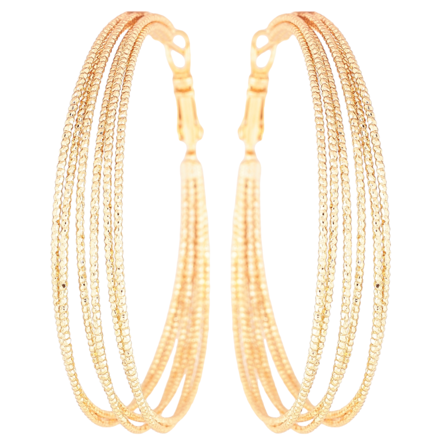 Серьги Xuping Позолота 18K кольца (конго) Кольца из шести колец с узором ø 5см фото №1