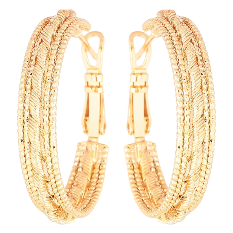 Серьги Xuping Позолота 18K кольца (конго) Декоративный узор ø 3см фото №1