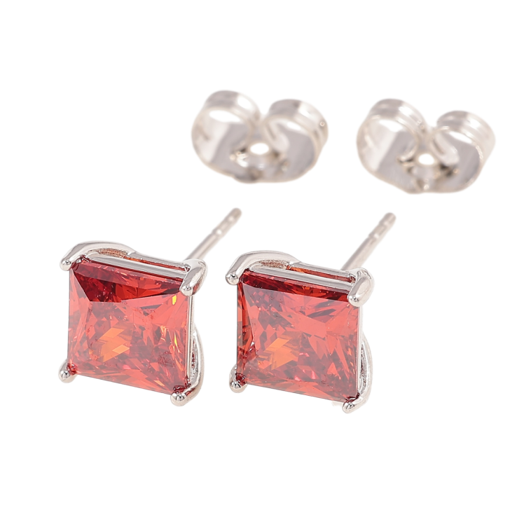 Серьги Xuping Родий пусеты Красные фианиты 7х7мм фото №7 Серьги Xuping Родий пусеты Красные фианиты 7х7мм фото №7