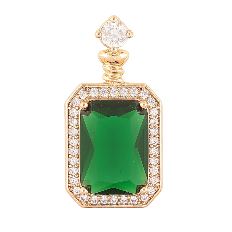 Кулон Xuping Позолота 18K Зеленый фианит в обрамлении циркония для цепочки до 3мм фото №1 Кулон Xuping Позолота 18K Зеленый фианит в обрамлении циркония для цепочки до 3мм фото №1