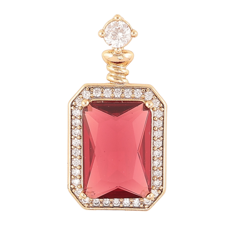 Кулон Xuping Позолота 18K Красный фианит в обрамлении циркония для цепочки до 3мм фото №1 Кулон Xuping Позолота 18K Красный фианит в обрамлении циркония для цепочки до 3мм фото №1