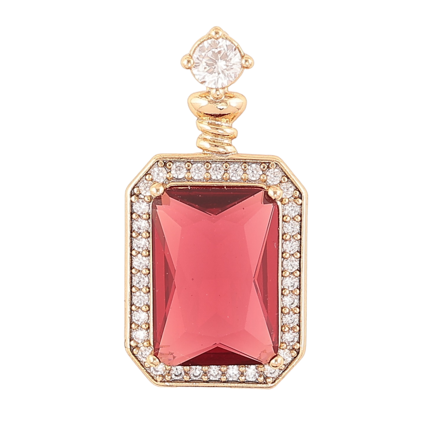 Кулон Xuping Позолота 18K «Червоний фіаніт в обрамленні цирконію» для ланцюжка до 3мм фото №1