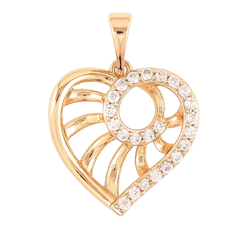 Кулон Xuping Позолота 18K Сердечко с резным узором и цирконием для цепочки до 5мм фото №1 Кулон Xuping Позолота 18K Сердечко с резным узором и цирконием для цепочки до 5мм фото №1