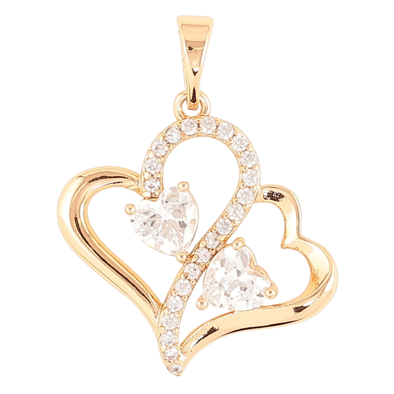 Кулон Xuping Позолота 18K Сердечки с цирконием для цепочки до 5мм фото №4