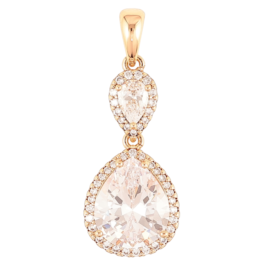 Кулон Xuping Позолота 18K «Краплеподібні фіаніти в обрамленні цирконію» для ланцюжка до 4мм фото №1 Кулон Xuping Позолота 18K «Краплеподібні фіаніти в обрамленні цирконію» для ланцюжка до 4мм фото №1