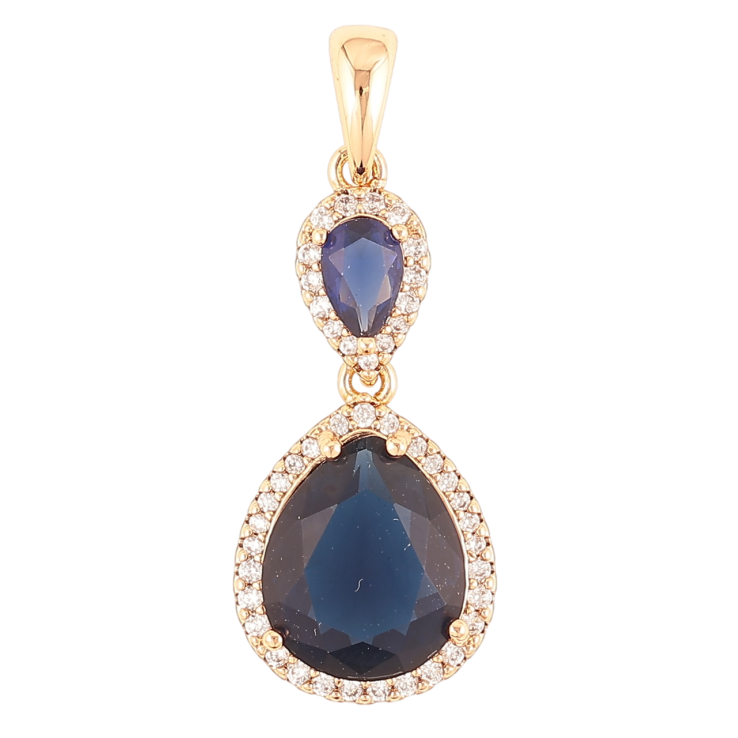 Кулон Xuping Позолота 18K «Краплеподібні сині фіаніти в обрамленні цирконію» для ланцюжка до 4мм фото №9 Кулон Xuping Позолота 18K «Краплеподібні сині фіаніти в обрамленні цирконію» для ланцюжка до 4мм фото №9