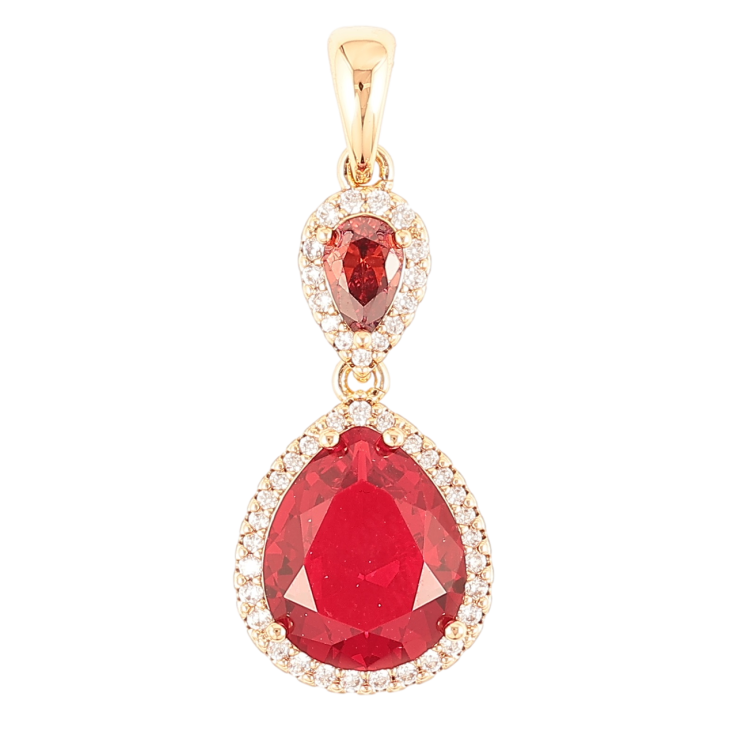Кулон Xuping Позолота 18K «Краплеподібні червоні фіаніти в обрамленні цирконію» для ланцюжка до 4мм фото №7 Кулон Xuping Позолота 18K «Краплеподібні червоні фіаніти в обрамленні цирконію» для ланцюжка до 4мм фото №7